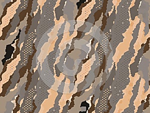 seamless camouflage background. Fabric print texture pattern for textile. Gray brown army camo uniform skin vector
