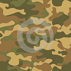 Seamless camouflage pattern. Khaki texture, vector illustration. Camo print background. Abstract military style backdrop