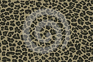 Seamless camouflage pattern leopard. Khaki green texture, vector illustration.