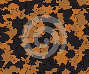 seamless camouflage texture skin pattern vector for military textile. Usable for Jacket Pants Shirt and Shorts. Orange army camo