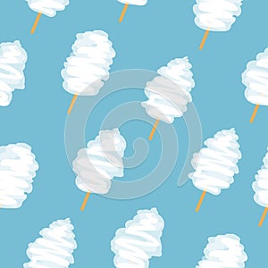 Seamless candy floss pattern. Vector cotton candy sweets background