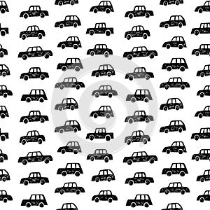 Seamless car pattern on white background.