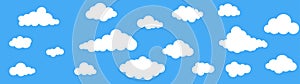 Seamless cartoon blue sky with clouds background vector illustration