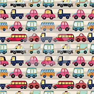 Seamless cartoon car pattern