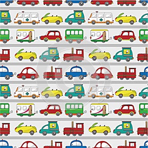 Seamless cartoon car pattern