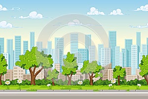 Seamless cartoon city background