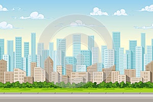 Seamless cartoon city background