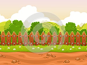 Seamless cartoon country landscape