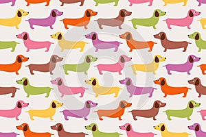 Seamless cartoon dachshund dog pattern