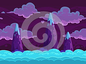 Seamless cartoon horizontal cloudscape