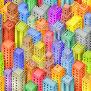Seamless Cartoon Isometric City Background