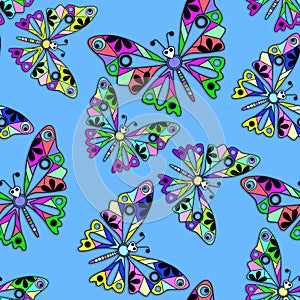 Seamless cartoon kids buttefly pattern