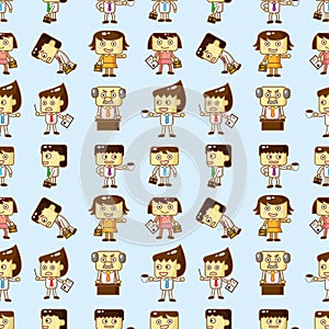 Seamless cartoon office worker pattern