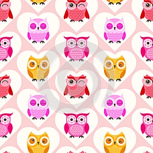 Seamless cartoon owls background