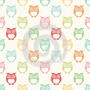 Seamless cartoon owls background