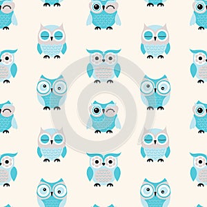 Seamless cartoon owls background