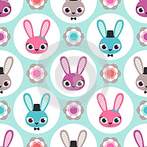 Seamless cartoon rabbits pattern