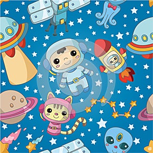 Seamless cartoon space pattern