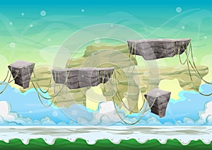 Seamless cartoon vector landscape with separated layers