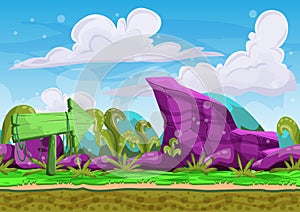 Seamless cartoon vector landscape with separated layers