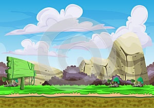 Seamless cartoon vector landscape with separated layers for game and animation