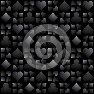 Seamless casino gambling black background with poker symbols, v photo