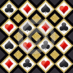 Seamless casino gambling poker background with red, black