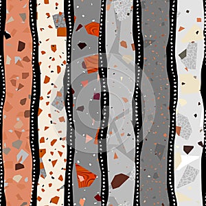 Seamless ceramic tile floor pattern. Terrazzo style tile background. Vector pattern.