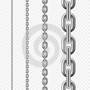 Seamless chain pattern. Silver metallic chain texture. vector illustration isolated on transparent background