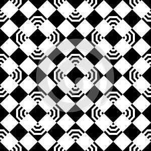 Seamless Checkerboard Black White Diamond Shape Pattern