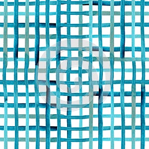 Seamless checkered hand-drawn pattern of watercolor stripes and lines.