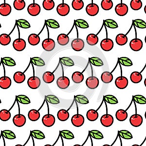 Seamless cherry background. Vector illustration. Repeat pattern
