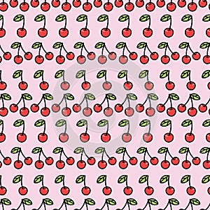 Seamless cherry background. Vector illustration. Repeat pattern