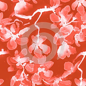 Seamless Cherry Flower Pattern. Watercolor Apple