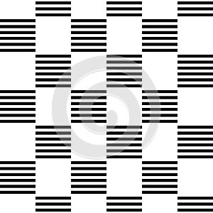 Seamless chess pattern. Horizontal lines grouped squares. Endless geometric texture