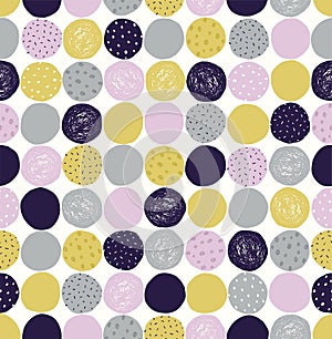 Seamless childish abstract colorful dots pattern