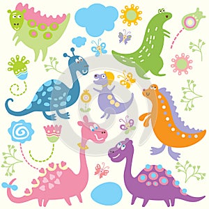 Seamless childlike pattern - dinosaur