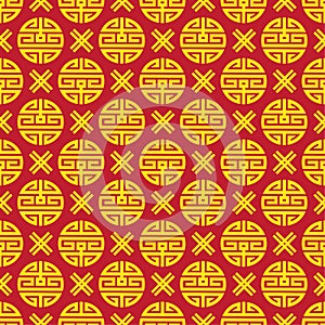 Seamless Chinese Pattern of Traditional Symbols of Luck, Wealth And Auspiciousness.