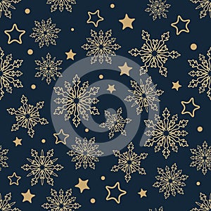 Seamless Christmas background with cut snowflakes