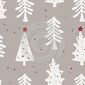 Seamless Christmas background with decorative Christmas trees.