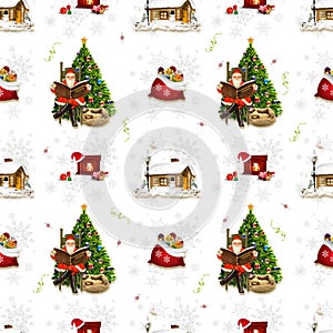 Seamless Christmas background with Santa and reindeer - 3.