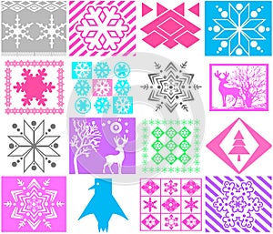 Seamless Christmas patchwork decorative ornaments elements pattern