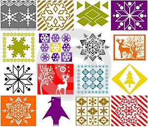 Seamless Christmas patchwork decorative ornaments elements pattern