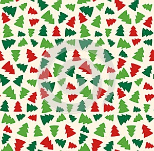 Seamless Christmas Pattern with Evergreen Trees