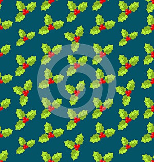 Seamless Christmas pattern holly barry