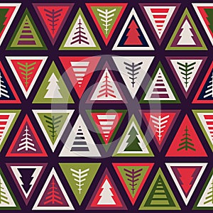 Seamless Christmas pattern in retro style. Scandinavian style.