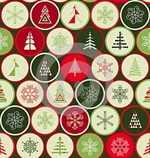 Seamless Christmas pattern in retro style. Scandinavian style.