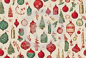 Seamless christmas pattern for wraping paper. AI generated photo