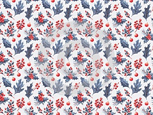 Seamless Christmas pattern for wraping paper, watercolor. AI