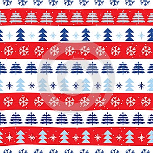 Seamless Christmas patterns in national color flag Austria style. Vector design in nordic style. Hand drawn doodle
